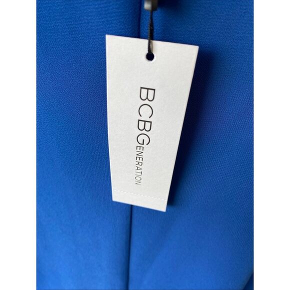 BCBGeneration Sz S NECK TIE A-LINE DRESS FLUTTER SLEEVE CHIFFON DRESS BLUE - Picture 11 of 13